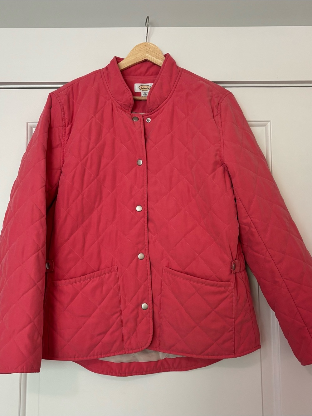 Vintage Talbots Pink Quilted Button Front Coat Jacket M Layering Spring Glinda
